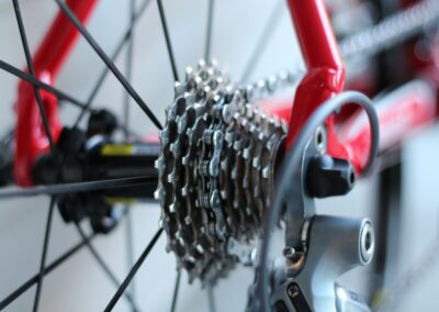 selective focus photo of bicycle part